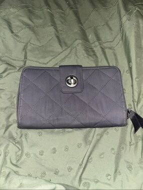 Quilted gray Vera Bradley Women's Zip-Around Wallet with front closure